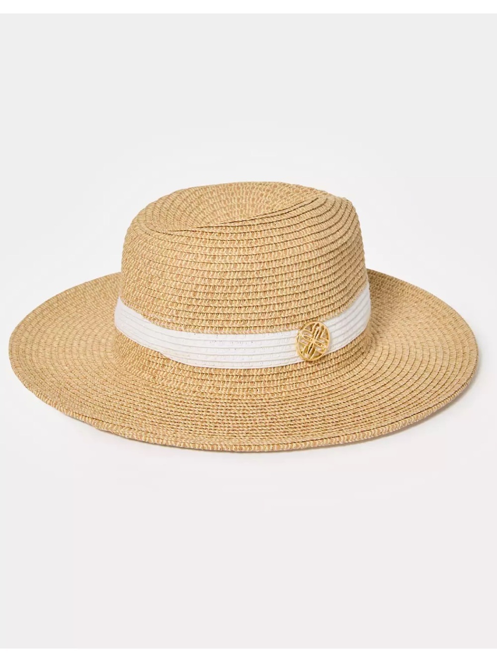 Lili Pulitzer Shade Seeker Hat with White Band and Gold Accent